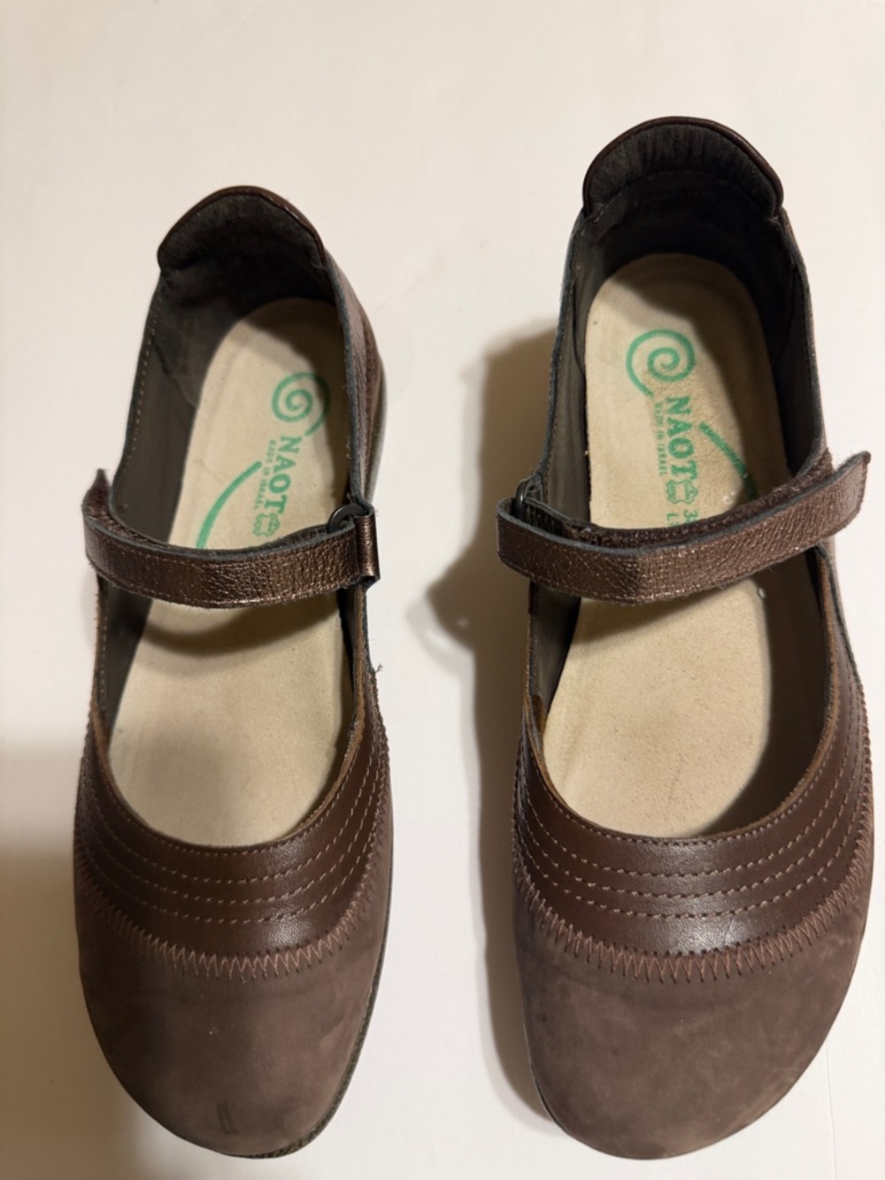 Naot Brown Mary Jane Strap Shoes